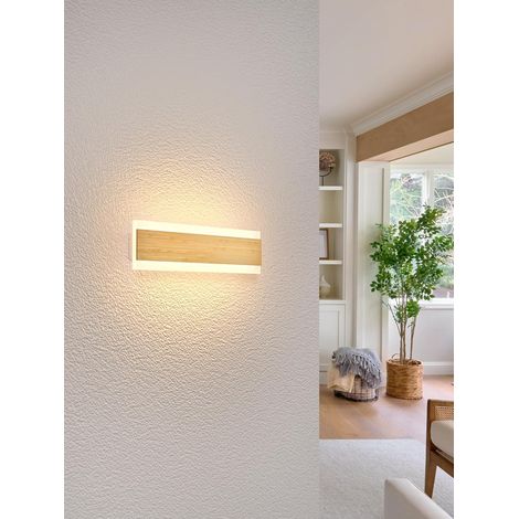 Wooden LED Wall Light Long Bamboo Sconce 30cm Indoor Lamp 3000K Wall Sconces 12W Modern Interior Lighting Bedside Lamp Hallway Bedroom Staircase (1/5)