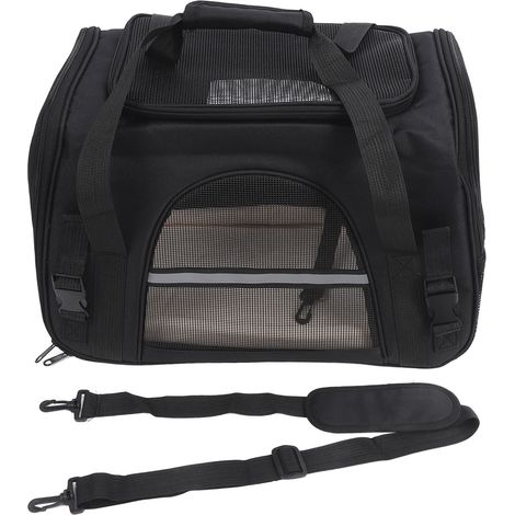 Pet Carrier Breathable Mesh Cat Carrier Bag Collapsible Portable Dog Carrier Large Capacity Puppy Bag for Travel Camping Shopping Black (1/5)