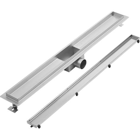 Hudson Reed – Caniveau de douche à carreler 80cm – Acier inoxydable 304 – Grand débit 30l/min – Sortie horizontale Ø 5cm – Pieds ajustables