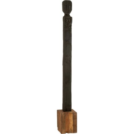 Statue Déco en Bois "Kuru" 160cm Noir