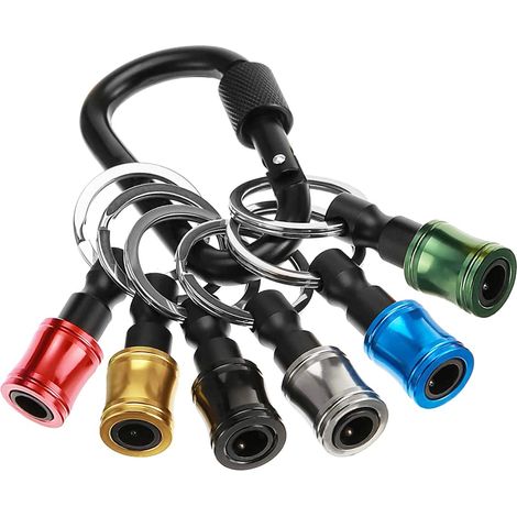 Lot de 6 porte-clé en alliage d'aluminium - Porte-embouts - Support de tournevis - Changement rapide - Support de vis pour foret hexagonal 1/4" (1/5)