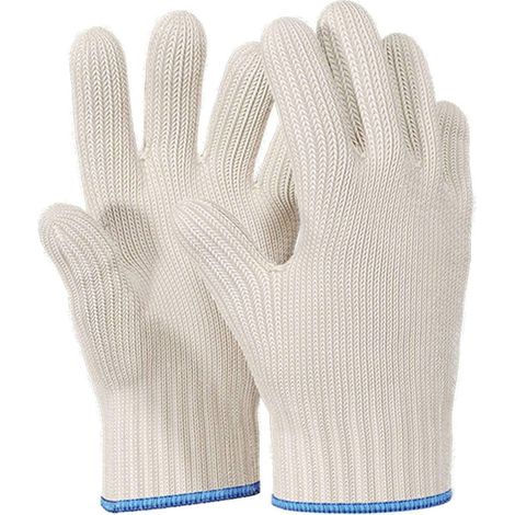 Gants de cuisine résistants à la chaleur avec doigts, maniques en coton, gants de cuisine doubles avec doigts, blancs, 1 paire