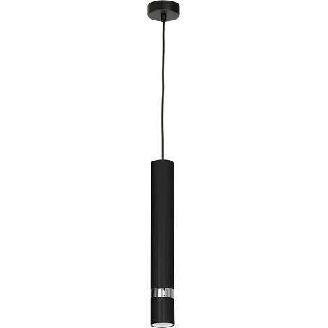 Suspension spot tube noire chromée Reno GU10 Luminex