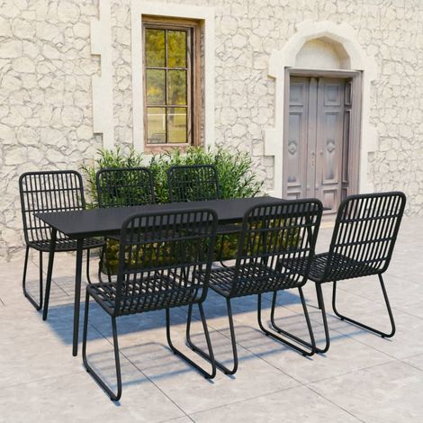 7-tlg. Garten-Essgruppe Poly Rattan und Glas (1/5)