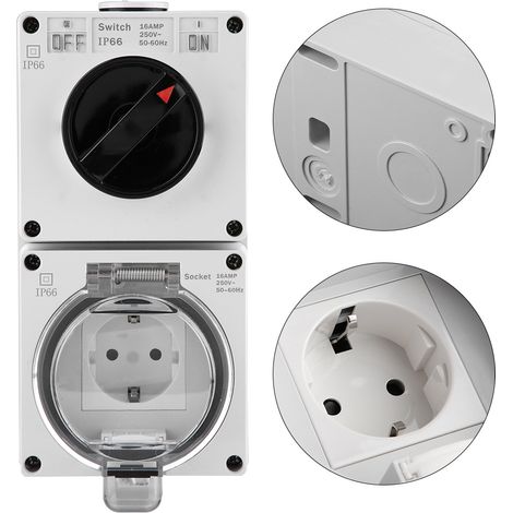 Prise murale étanche IP66 avec interrupteur (prise GB) (1/5)