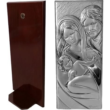 Icona sacra famiglia in argento 925 e legno quadro idea regalo casa bomboniera bimbo bimba comunione cresima poggiare appendere (1/5)