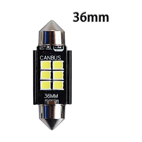 36mm C3W Ampoules LED Canbus 3030 6-SMD Aucune Erreur Voiture Carte Intérieure Lampes de Lecture Dôme 12V/24V 3W Lampe Automatique (Blanc, 36MM) (1/5)