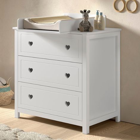Commode avec planche à langer Amori - 3 tiroirs - bois pin - (1/5)