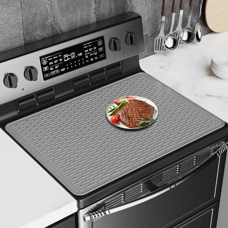 Tapis de protection plat pour plaques de cuisson électriques, tapis de protection en silicone résistant à la chaleur, tapis de protection plat pour table de cuisine, tapis d'égouttage pour aliments (1/5)