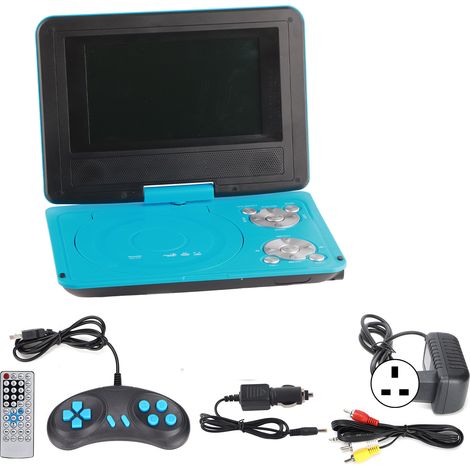 Lecteur DVD portable HD 6,8 pouces pour enfants, multifonction pratique pour voiture et extérieur, 110-240V, prise UK, bleu (1/5)