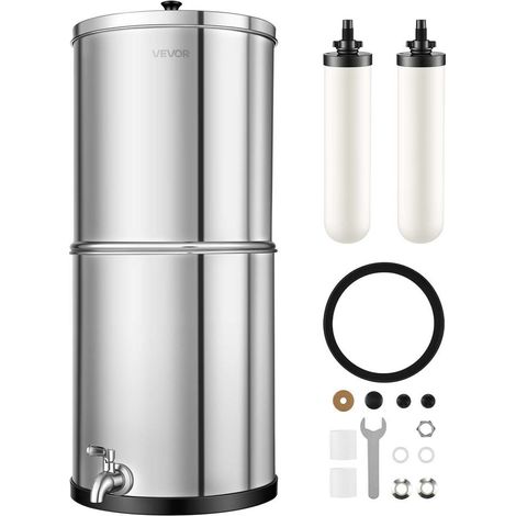 Système de Filtration d'Eau par Gravité 11,36 L Inox 304 Filtre à Eau sur Comptoir 2 Filtres Céramique LT-3B (1/5)