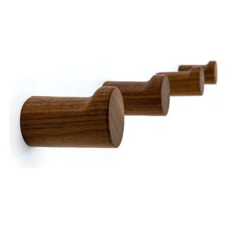 Crochets muraux en bois naturel – Lot de 4 – Crochets muraux modernes – Crochets décoratifs faits à la main en bois – Crochets minimalistes pour suspendre chapeau, manteaux (bois de noyer noir (1/4)