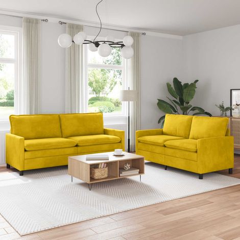 vidaXL Sofa Set 2 pcs Gelb Samt (1/5)