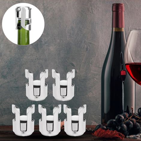 5 Stück tragbare Champagner- und Weinstopper aus silberfarbenem Edelstahl für Restaurant und Hotel (1/5)