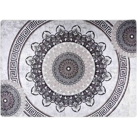 Maison Exclusive - Alfombra lavable negro y gris 120x180 cm (1/5)