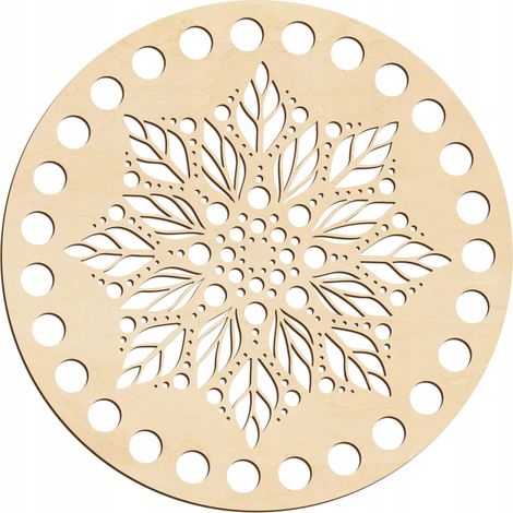 Fondo per borsa all'uncinetto, cerchio di 15 cm. Base in legno per cestino. Base circolare. (1/5)