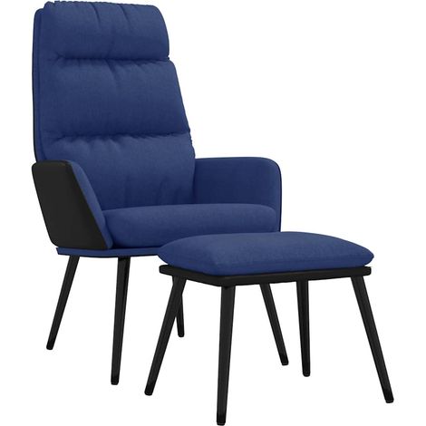 Maison Exclusive - Relaxsessel mit Hocker Blau Stoff und Kunstled (1/5)