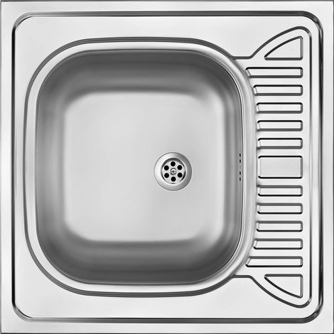 Lavello cucina da appoggio in acciaio inox con 1 vasca e gocciolatoio 60x60 cm finitura satinato - Tavo