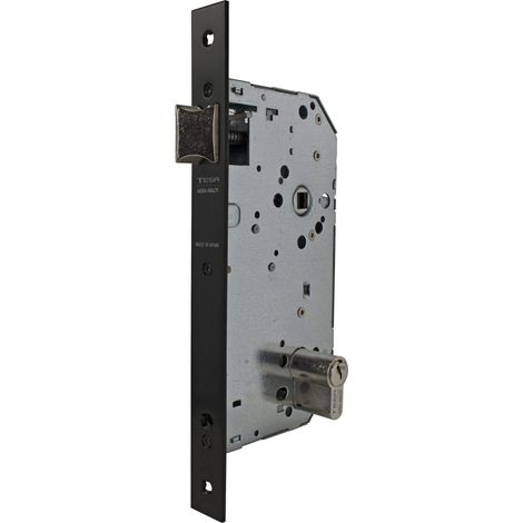 Serrure à encastrer pour portes en bois pare-feu avec cylindre noir entrée 60 mm/face carrée 2037F (1/3)