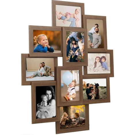 Collage Photo Frame for 10x(10x15 cm) Picture Light Brown MDF vidaXL
