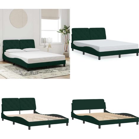 Giroletto senza Materasso Verde Scuro 120x200 cm in Velluto - Letto con testiera - Cuscino testiera