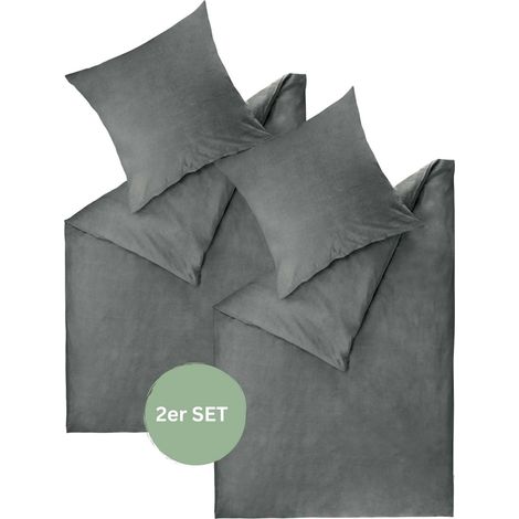 ESPRIT Renforcé Bettwäsche HARP - 2er Set 140x200 cm, Anthrazit
