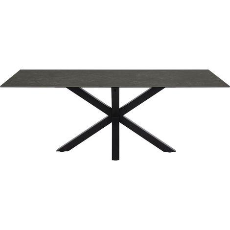 Table à manger 8 personnes en céramique et métal - Noir - EURAME (1/5)