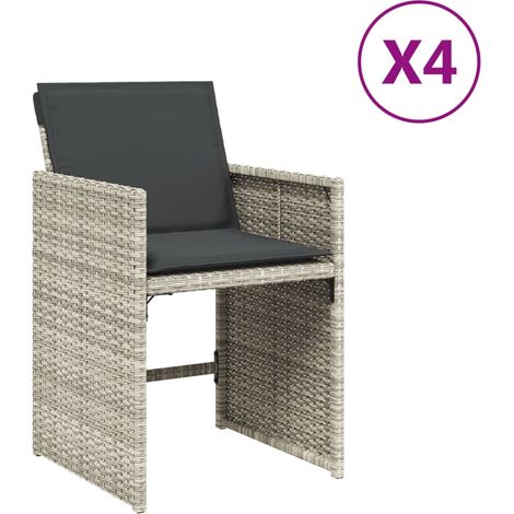 Maison Exclusive - Gartenstühle mit Kissen 4 Stk. Hellgrau Poly R
