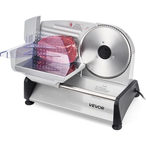 VEVOR Affettatrice Elettrica per Carne Congelata per Casa da 200 W con Lama da 19 cm, Affettatrice con Spessore Regolabile da 0 a 15 mm, per Carne Congelata, Prosciutto, Bistecca di Prima Qualita