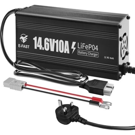 12V 10A Lithium Battery Charger 14.6V LiFePO4 Battery Charger Smart Charger with Anderson Connector Indicator Special for Lithium LiFePO4 Deep Cycle Rechargeable Batteries of Boat, RV, British Standar