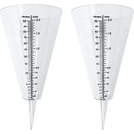 Transparenter Regenmesser für den Außenbereich mit Doppelskala zur Messung von Regenfällen auf Garten, Balkon und anderen Flächen. (1/5)