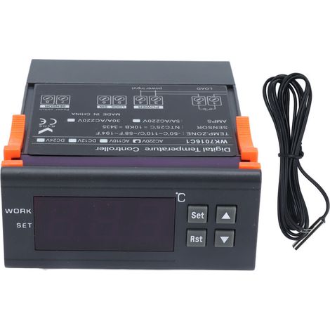 Thermostat électronique numérique avec sonde externe, affichage LCD, 220 V  5 A, pour chauffage et climatisation