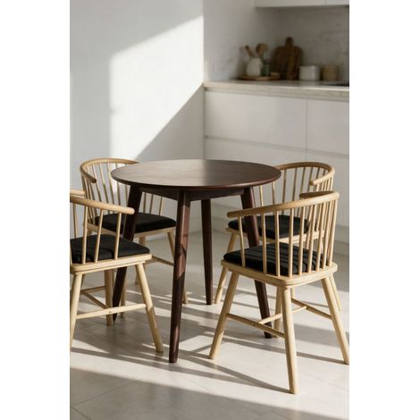 Estilo Nórdico - Mesa Broon Redonda 80 cm Madera - Madera oscura (1/5)