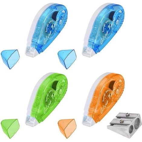 Rouleaux Roller Colle,Souris Colle Roller de Ruban Adhésif Double Face,4Pcs Colle Double Face Transparente,Roller Glue Scrapbooking (1/4)