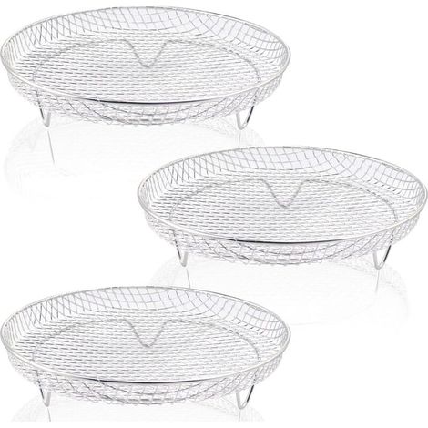 Stapelbare 8-Zoll-Kochroste für Heißluftfritteusen aus lebensmittelechtem Edelstahl, kompatibel mit allen 4,2 bis 5,8 Liter fassenden Heißluftfritteusen und Backöfen. (1/4)