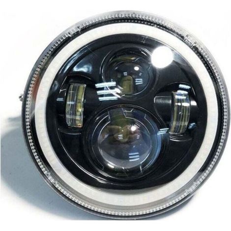 Phare LED - 7 Pouces - Cercle Complet Avec Ouverture Œil D'ange - Pour Moto Et Voiture Modifiée - Universel - Aluminium - 1 Pièce (1/4)
