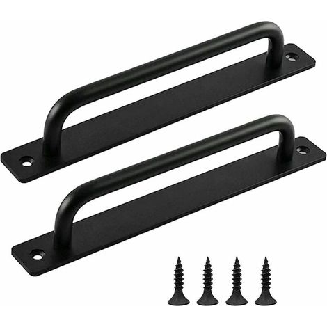 Maniglia per porta scorrevole, 2 pezzi, maniglia per porta tipo fienile, maniglia nera, maniglie per porte interne/esterne con viti, per cucina, mobili, armadi, credenze, porte (1/5)
