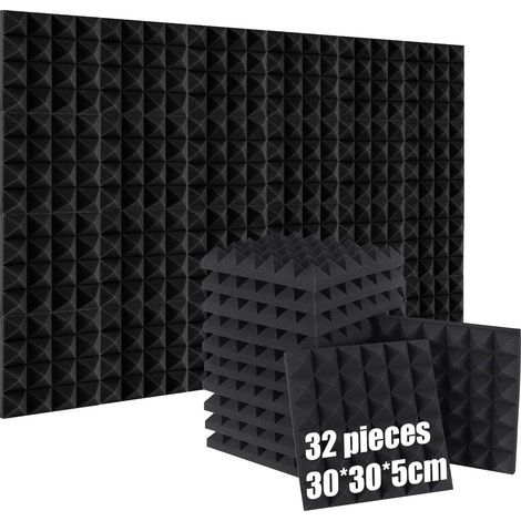 Pack of 32 Acoustic Foam Panels, 30x30x5cm, High Density, Fire Retardant, Sound Absorption for Studio and Cinema (1/5)