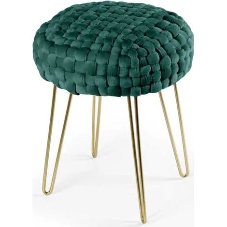 Set 2 grüne poufs aus samt Ø35x43