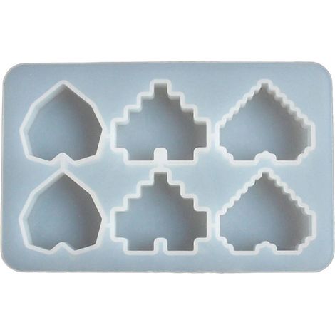 Moule en résine époxy UV cristal en forme de cœur pixelisé effet miroir, à réaliser soi-même (1/5)