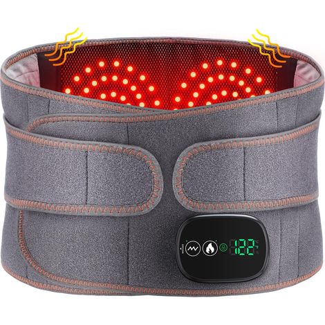 Almohadilla térmica eléctrica para la cintura, cinturón calefactor inalámbrico para la espalda con 3 modos de masaje de calentamiento rápido, pantalla táctil, para el abdomen con batería recargable de