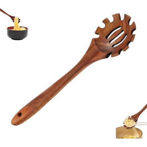 1 Stück Servierlöffel Nudellöffel Langstieliger Nudellöffel 28 x 7 cm Hochwertige Spaghettizange Pastalöffel Langstieliger Löffel Holzrührlöffel (1/5)