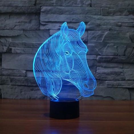 USB Nouveauté Cadeaux 7 Couleurs Changeantes Animal Cheval Led Night Lights 3D LED Bureau Lampe De Table comme Décoration de La (1/4)