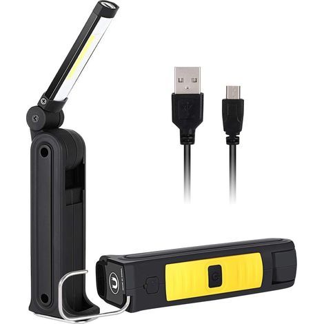 Lampe de travail à LED, lampe de poche, lanterne de camping COB, lampe d'inspection USB avec base magnétique et 5 modes, lampe de travail super lumineuse pour la réparation de marque de voiture (1/5)