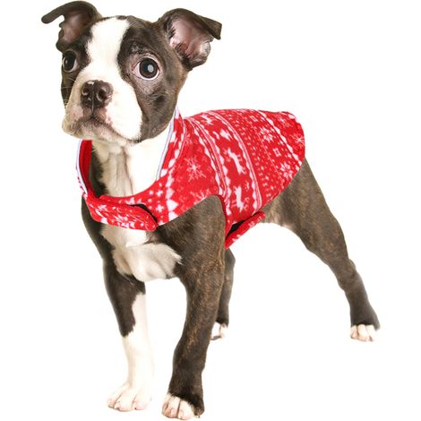1 pull de chien, rouge, en velours, col montant, ouverture laisse, pour chiens de petite et moyenne taille (S à XL) (1/5)