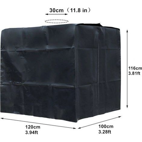 Negomix – Bâche noire anti-UV pour cuve 1000 litres – Tissu Oxford 210D imperméable – Protection contre algues et contaminants extérieurs