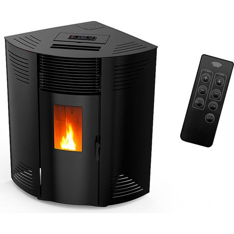 Poêle à granulés d'angle étanche Iseos 12,2 kW Noir Sannover