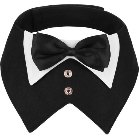 Collare da smoking per cani, collare da matrimonio o compleanno con papillon, bandana da smoking per animali domestici, adatto per animali di piccola taglia (nero, piccolo) (1/4)