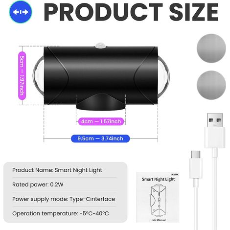 Applique murale LED rechargeable (noire) avec détecteur de mouvement, éclairage d'ambiance à dégradé RGB, idéale pour une entrée. (1/5)