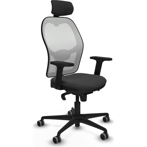 Jorquera sincro malla blanca similpiel gris oscuro brazos 2D base nailon cabecero 2D ruedas 65mm engomada (1/5)